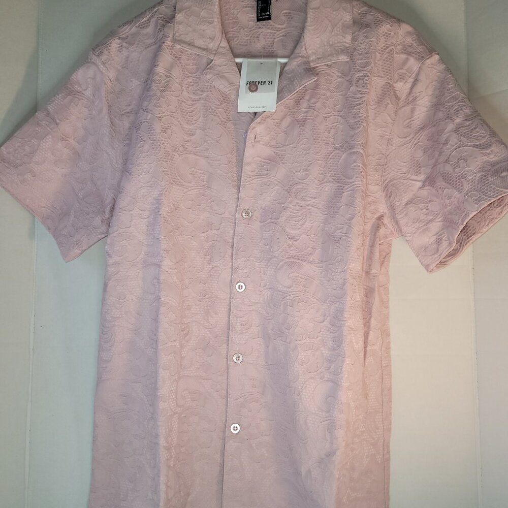 Forever 21 Men's Light Pink Embossed Shirt
